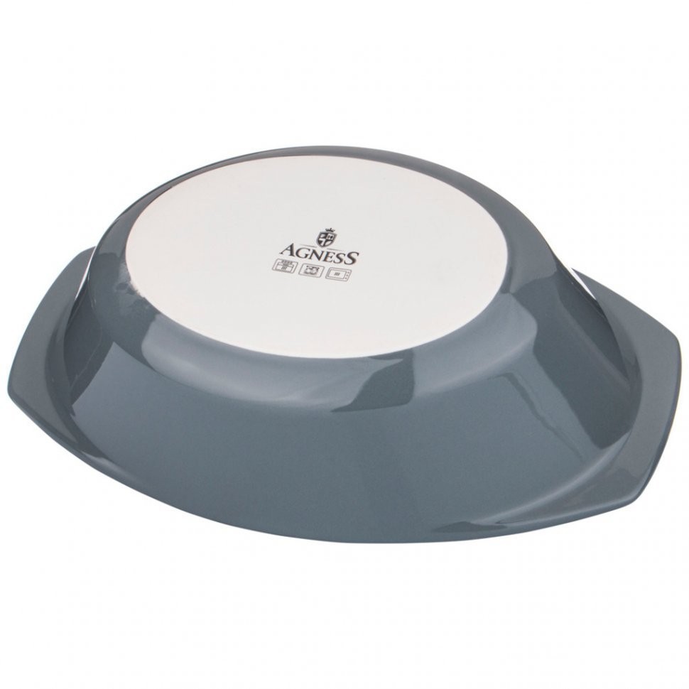 Форма для запекания со стеклянной жаропрочной крышкой agness 35,5*21,3*13,4см 2,5л серая (189-308)