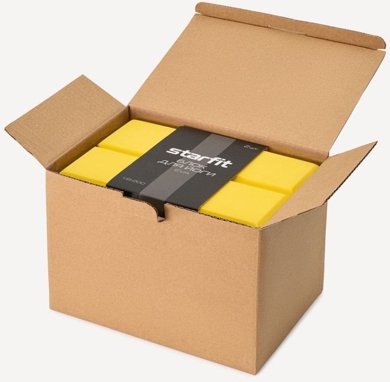 Блок для йоги YB-200 EVA, желтый, пара (2109336)