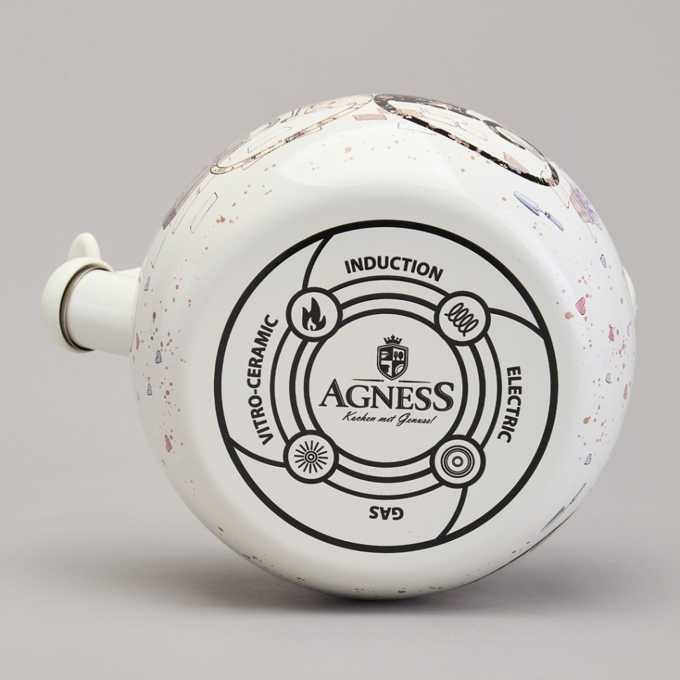 Чайник agness эмалированный со свистком серия "lavender cats", 2,2 л (943-074)