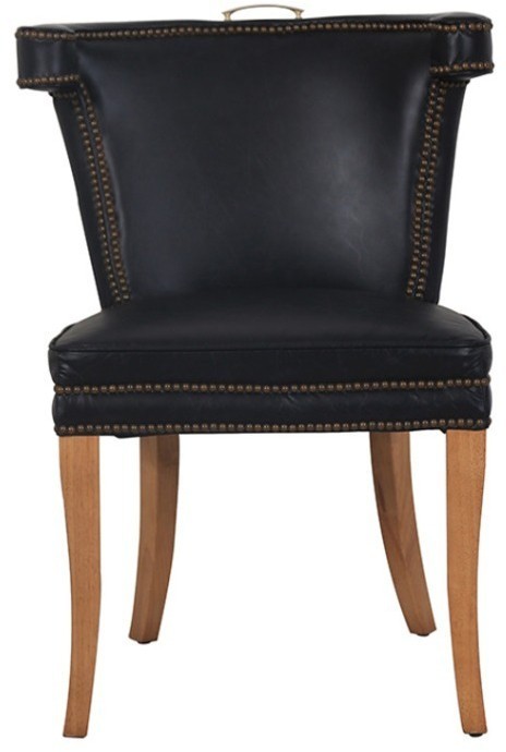 Стул DC0256A-1D/B76#, кожа, дерево, Belon black, ROOMERS FURNITURE