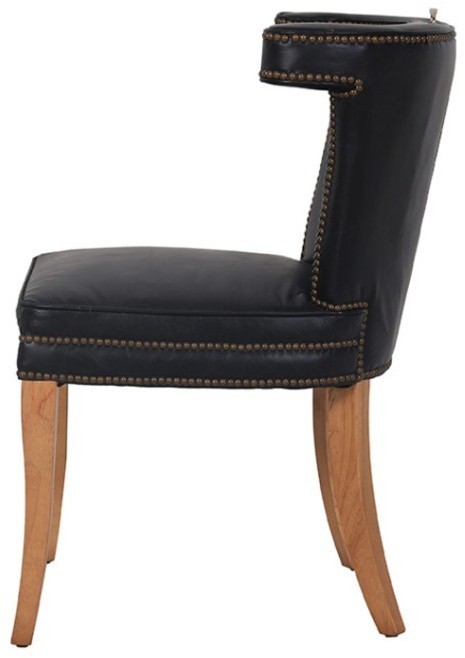 Стул DC0256A-1D/B76#, кожа, дерево, Belon black, ROOMERS FURNITURE