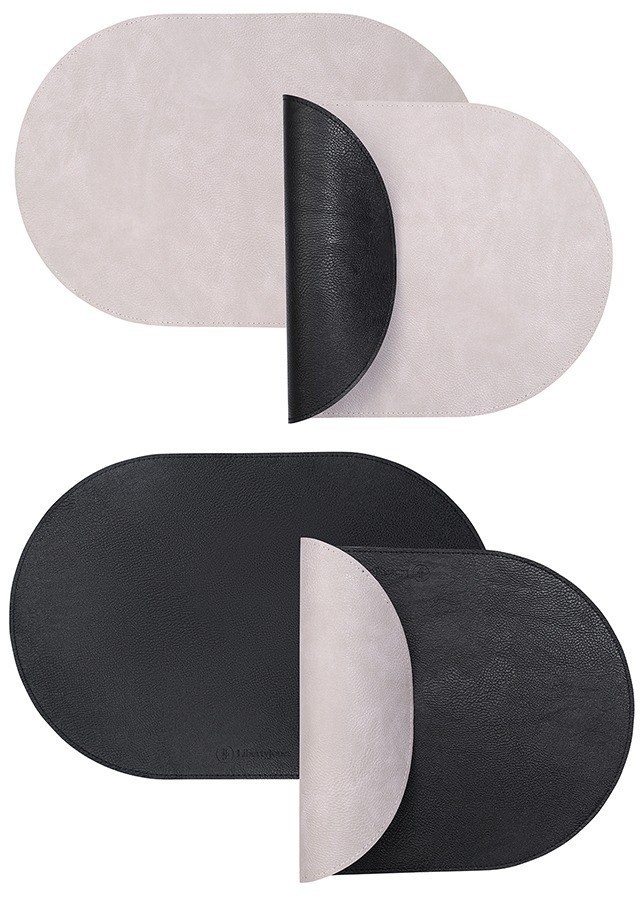 Набор из 4-х двухсторонних сервировочных салфеток pool, 30х45 см, черный/светло-серый (78747)