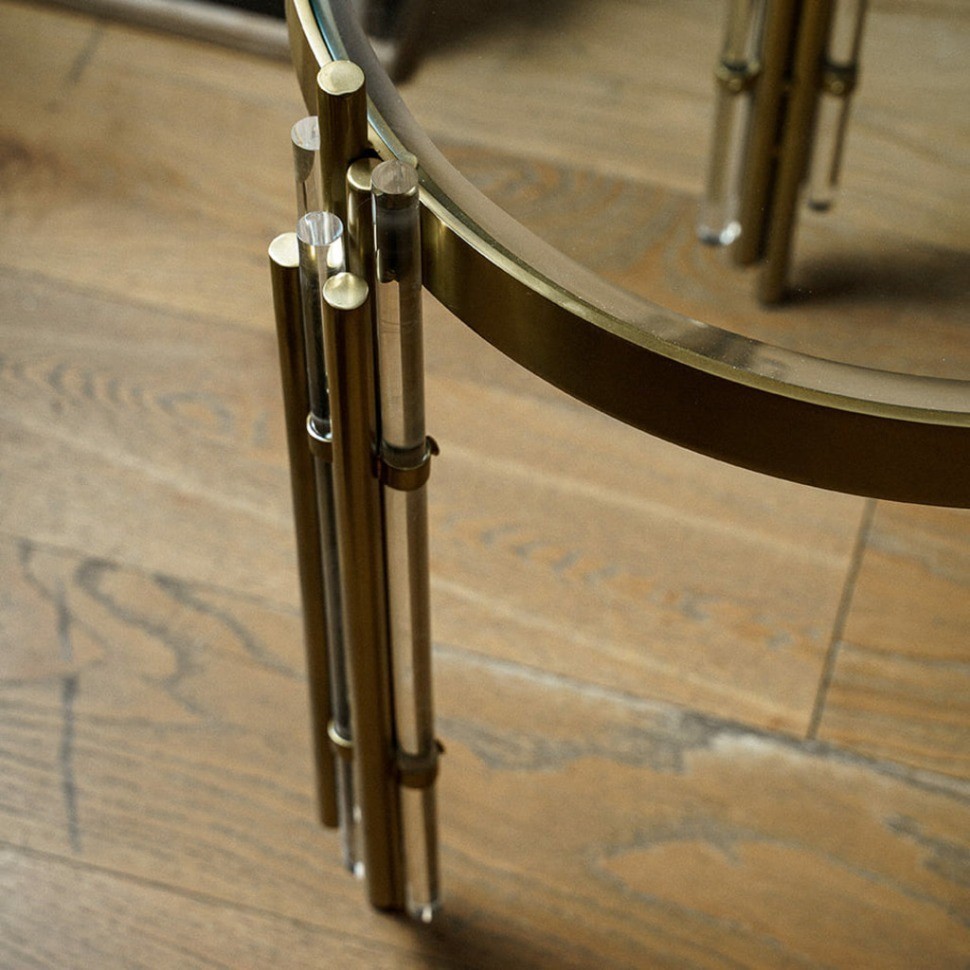 Стол D070, 60, стекло,сталь, акрил, Antique brass/Acrylic, ROOMERS FURNITURE