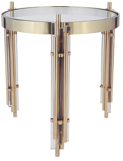 Стол D070, 60, стекло,сталь, акрил, Antique brass/Acrylic, ROOMERS FURNITURE