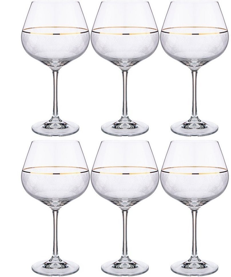 Набор бокалов для вина "viola elegance" из 6 шт. 570 мл. высота=21 см. Bohemia Crystal (674-726)