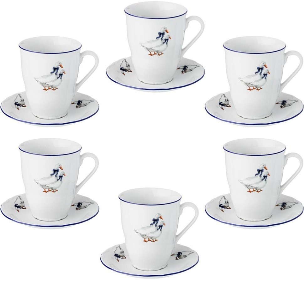 Чайный набор на 6 персон 12 пр. "гуси" 350 мл. диаметр 15 см. G.Benedikt. (658-029)