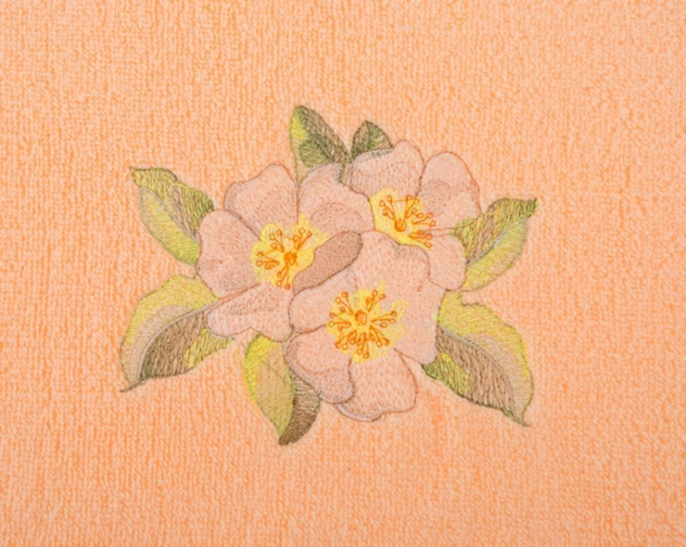 Полотенце "жасмин",50х90. махра, персиковый,вышивка,100% хлопок 400гр\м SANTALINO (850-330-76)