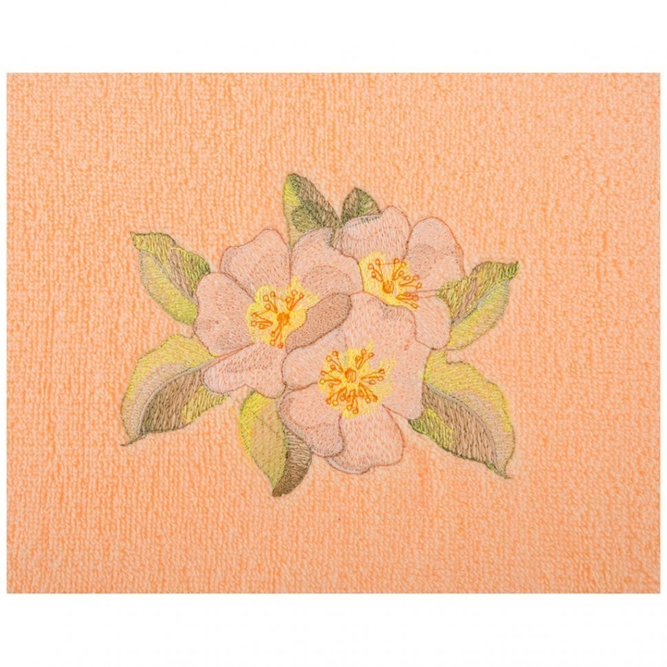 Полотенце "жасмин",50х90. махра, персиковый,вышивка,100% хлопок 400гр\м SANTALINO (850-330-76)