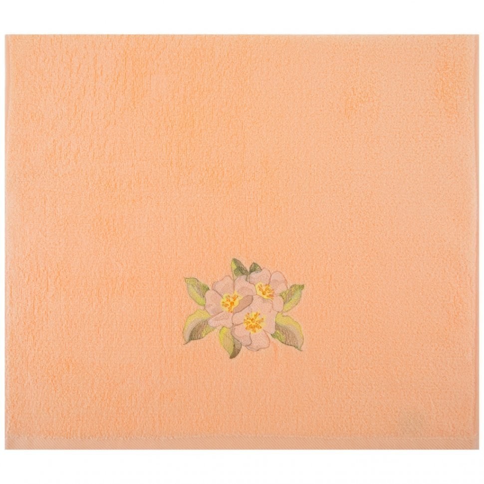 Полотенце "жасмин",50х90. махра, персиковый,вышивка,100% хлопок 400гр\м SANTALINO (850-330-76)