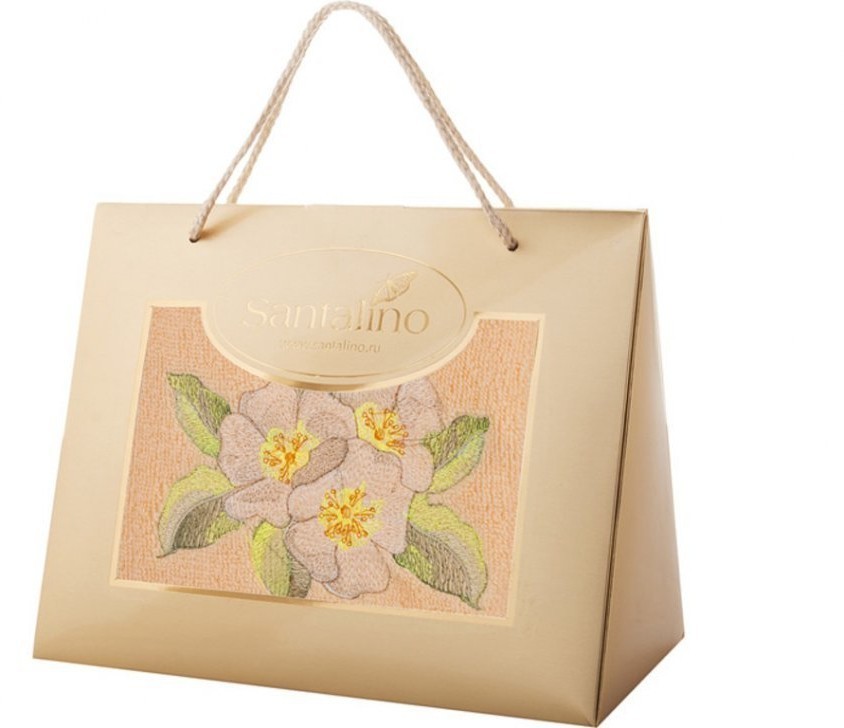 Полотенце "жасмин",50х90. махра, персиковый,вышивка,100% хлопок 400гр\м SANTALINO (850-330-76)