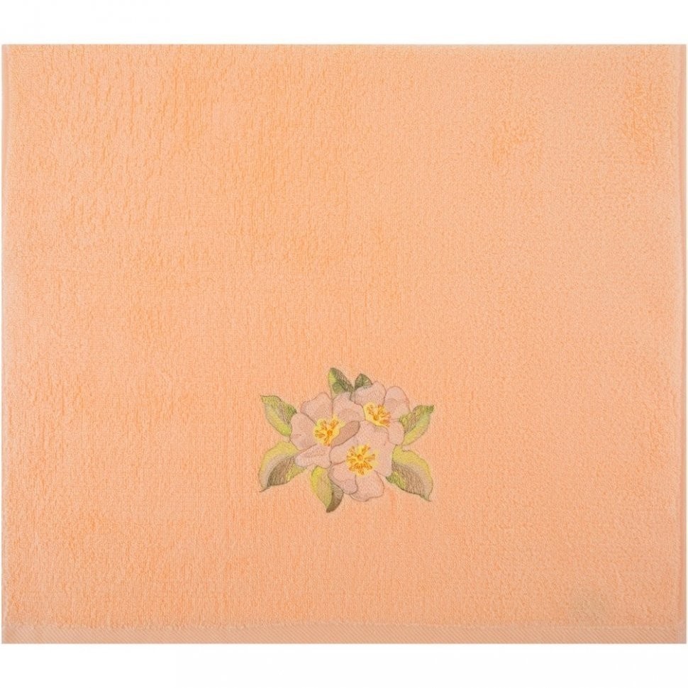 Полотенце "жасмин",50х90. махра, персиковый,вышивка,100% хлопок 400гр\м SANTALINO (850-330-76)