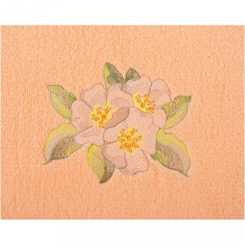 Полотенце "жасмин",50х90. махра, персиковый,вышивка,100% хлопок 400гр\м SANTALINO (850-330-76)