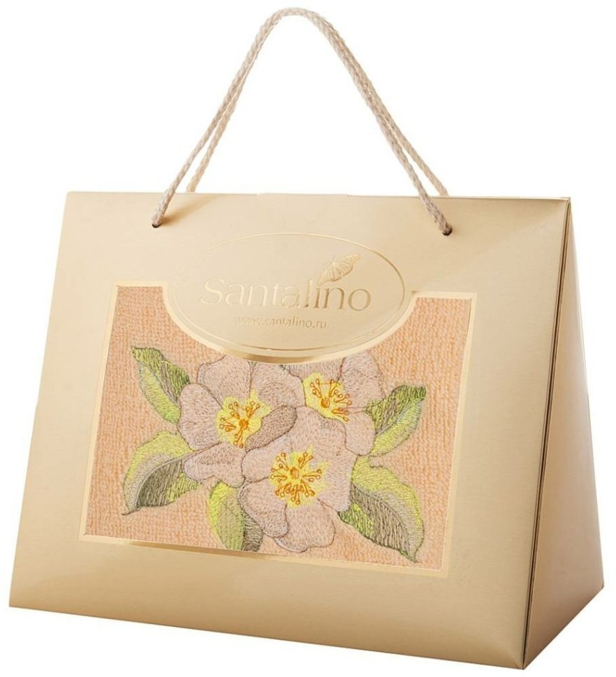 Полотенце "жасмин",50х90. махра, персиковый,вышивка,100% хлопок 400гр\м SANTALINO (850-330-76)