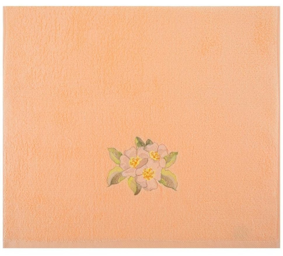 Полотенце "жасмин",50х90. махра, персиковый,вышивка,100% хлопок 400гр\м SANTALINO (850-330-76)