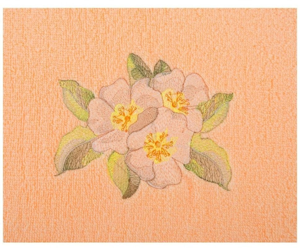 Полотенце "жасмин",50х90. махра, персиковый,вышивка,100% хлопок 400гр\м SANTALINO (850-330-76)