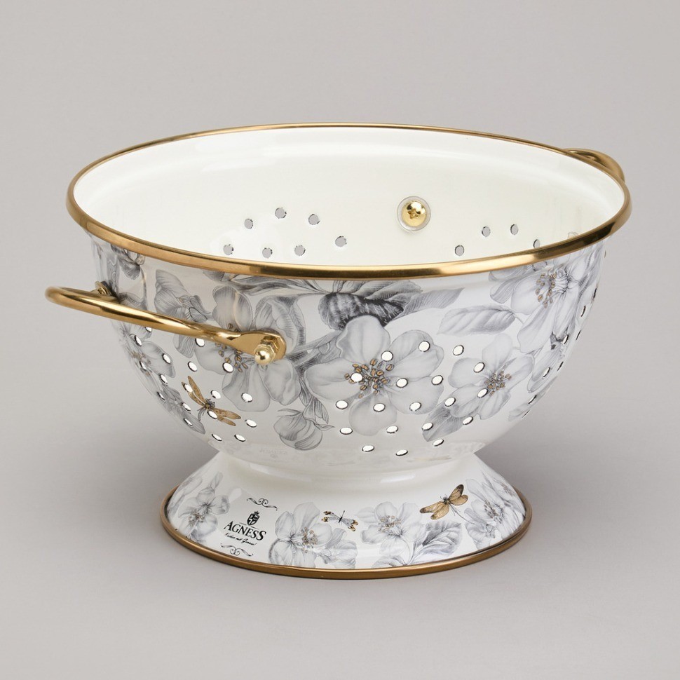 Дуршлаг agness эмалированный, серия яблоневый сад, 20см h=14см  d=20см (950-530)