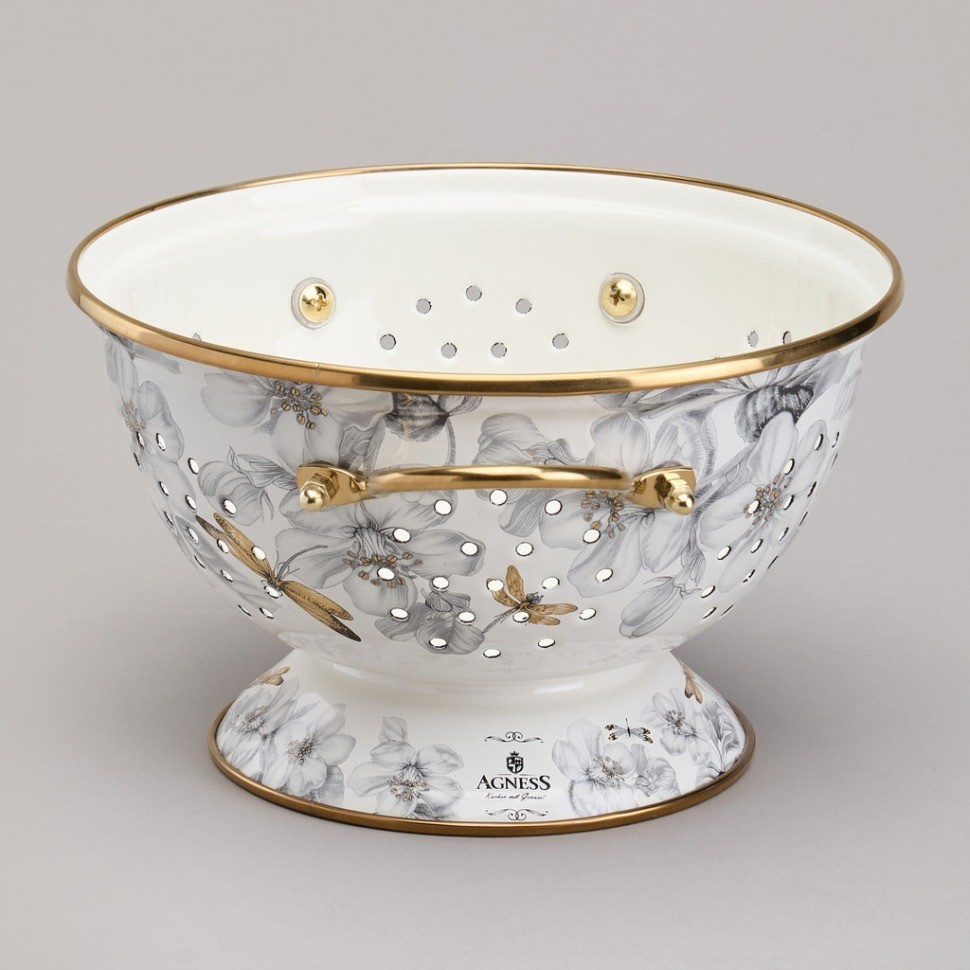 Дуршлаг agness эмалированный, серия яблоневый сад, 20см h=14см  d=20см (950-530)