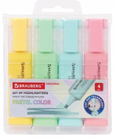 Набор текстовыделителей Brauberg Original Pastel 1-5 мм 4 цвета 151697 (3) (86715)