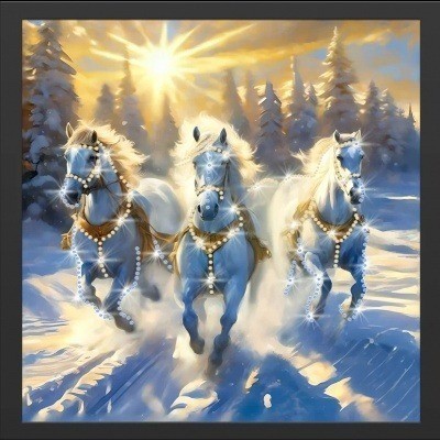 Картина Белоснежная тройка с кристаллами Swarovski (2450)