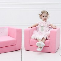Раскладное бескаркасное (мягкое) детское кресло серии &quot;Дрими&quot;, цвет Роуз, Стиль 1 (PCR320-66)