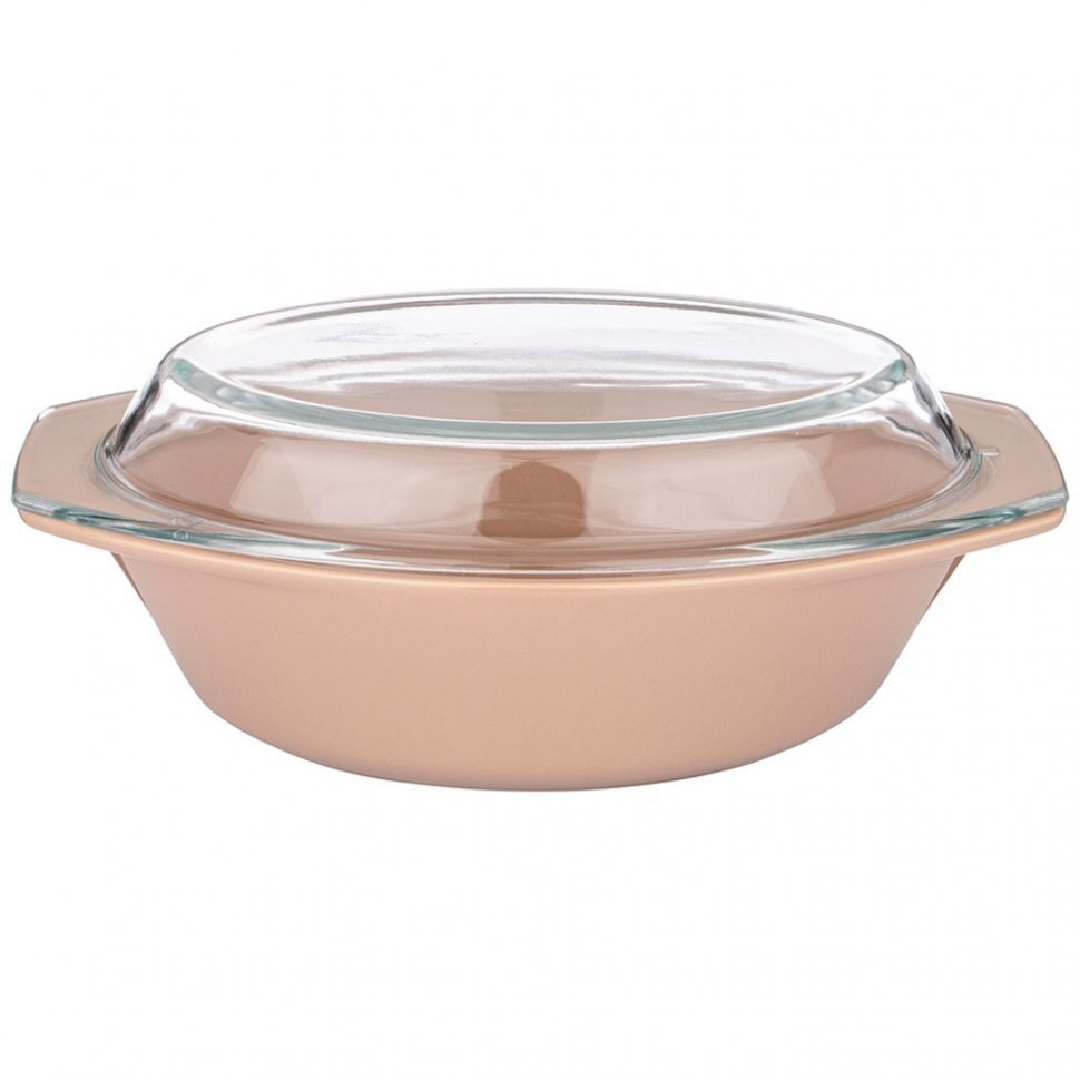 Форма для запекания со стеклянной жаропрочной крышкой agness 35,5*21,3*13,4см 2,5л капучино (кор=6шт (189-309)