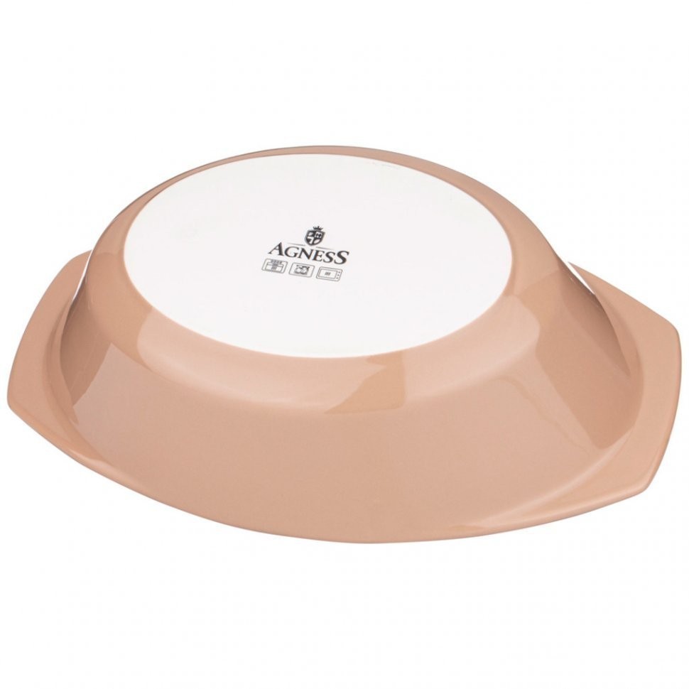 Форма для запекания со стеклянной жаропрочной крышкой agness 35,5*21,3*13,4см 2,5л капучино (кор=6шт (189-309)