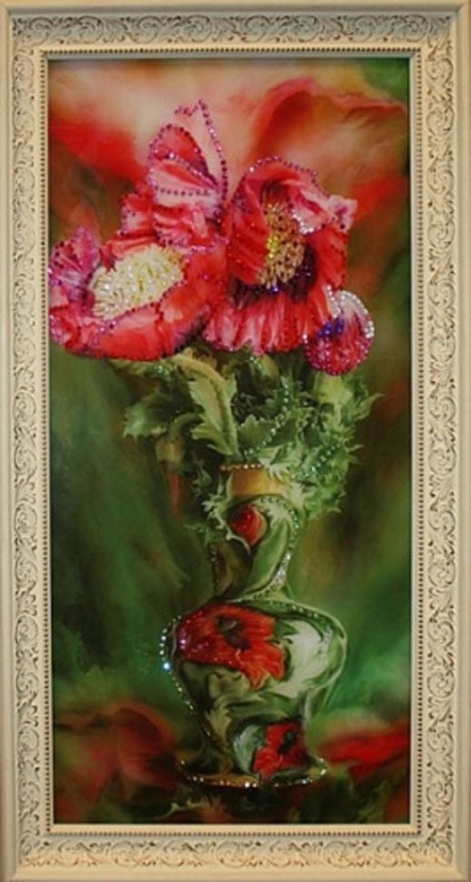Картина Букет маки малый с кристаллами Swarovski (1574)