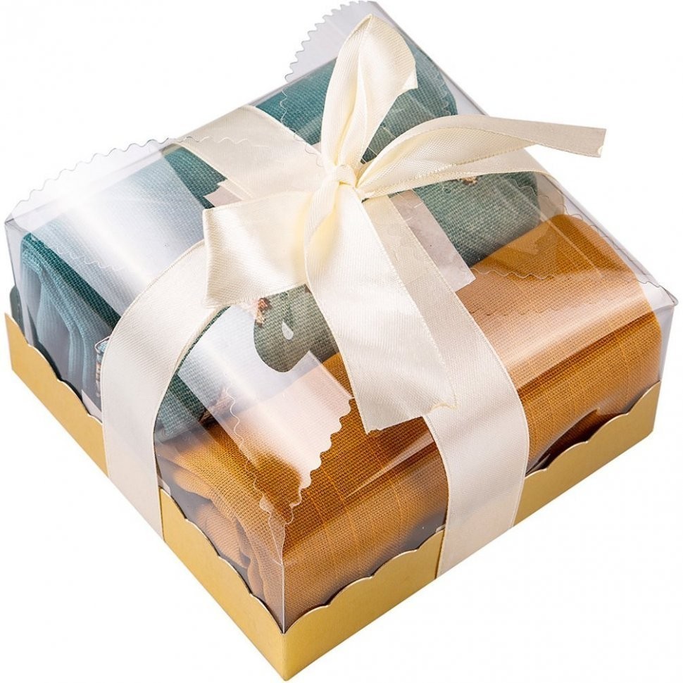 Набор салфеток из 3х шт 40х40, "антик",х/б 100%,бирюза+горчичный SANTALINO (850-603-51)