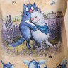 Фартук "синие коты. лаванда", 100% хлопок,твил, беж SANTALINO (850-718-7)