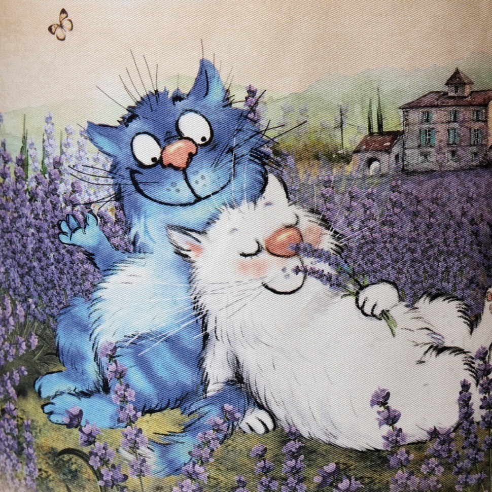 Фартук "синие коты. лаванда", 100% хлопок,твил, беж SANTALINO (850-718-7)