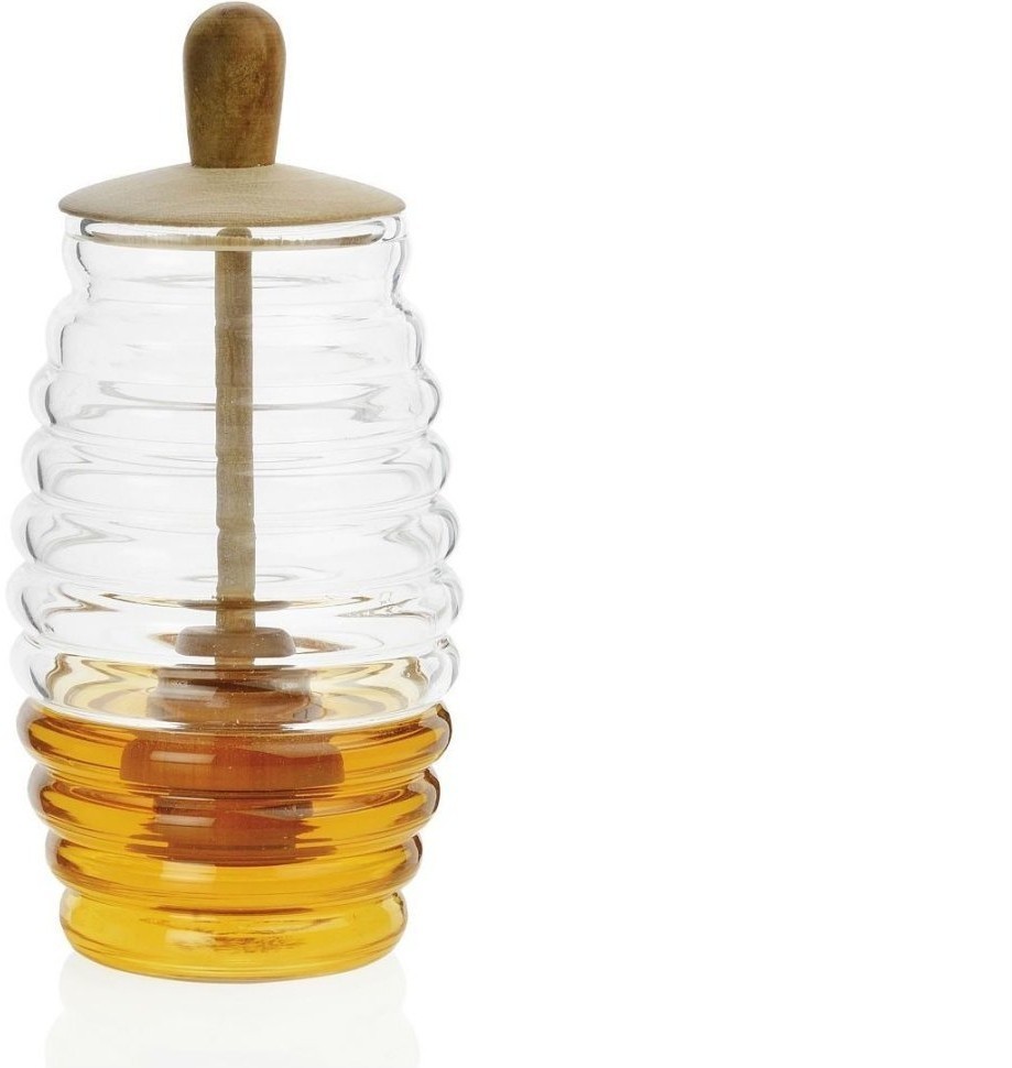 Andrea House Емкость для меда Transparent Glass and Wood MS66068