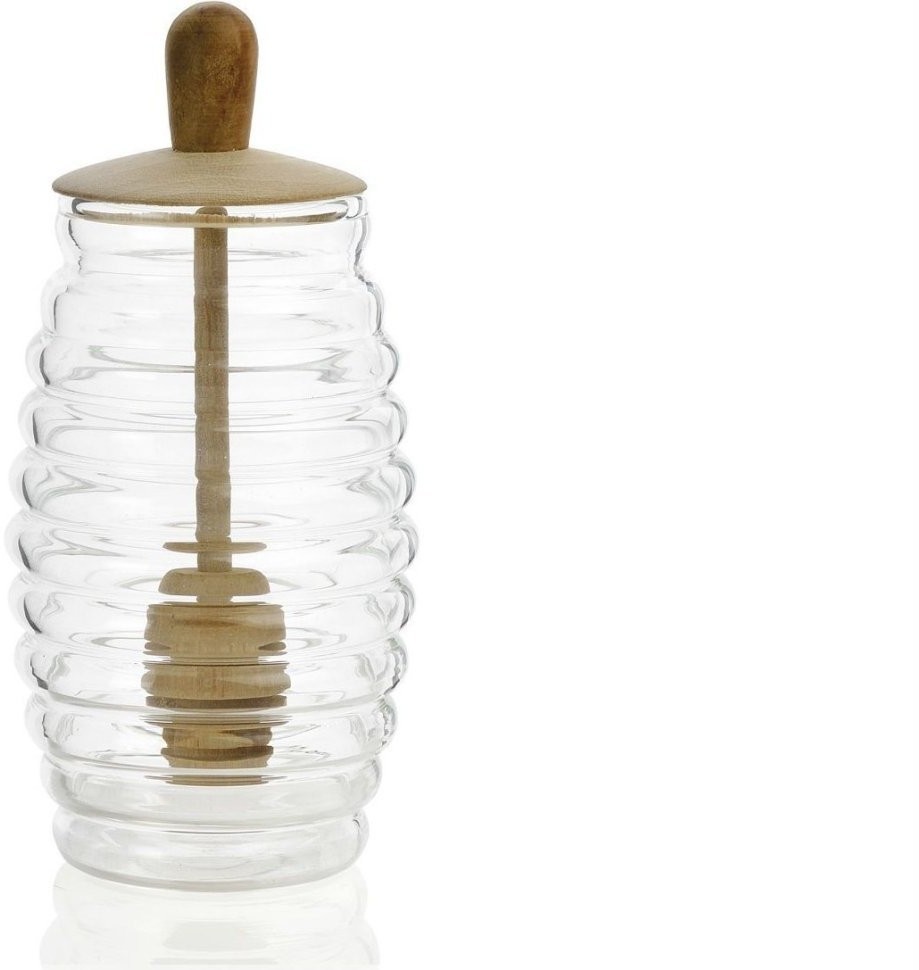 Andrea House Емкость для меда Transparent Glass and Wood MS66068
