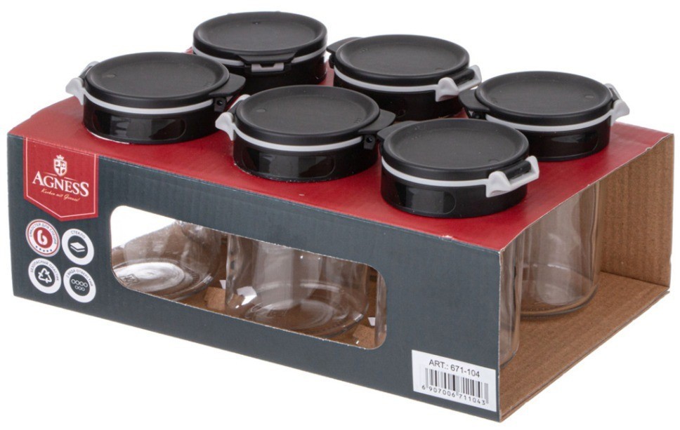 Набор емкостей для специй 6шт 200мл agness (671-104)