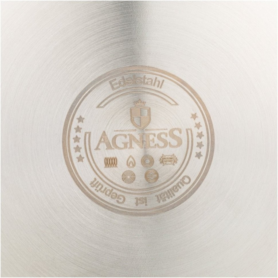 Кастрюля agness "прованс лимоны" со стеклянной крышкой, нерж.сталь, 4,6 л 22х12 см Agness (916-317)