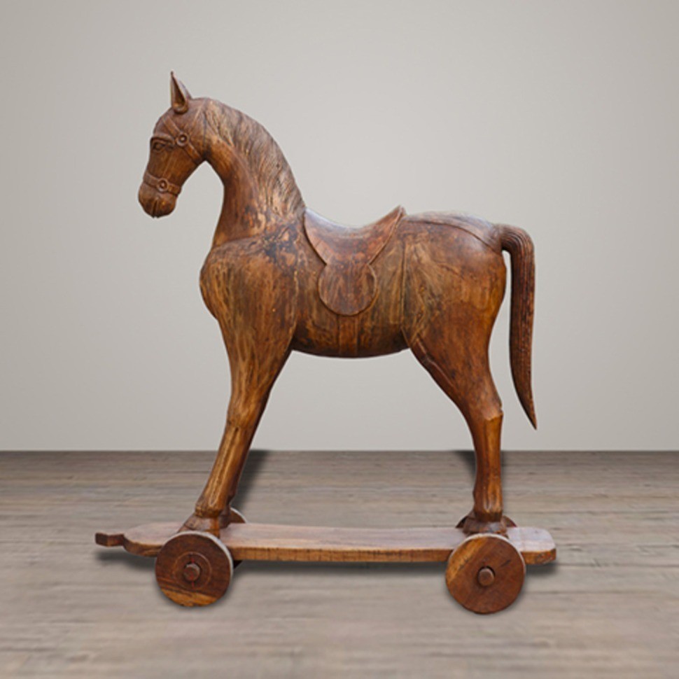 Лошадь декоративная A004, дерево ценных пород, Brown, ROOMERS ANTIQUE