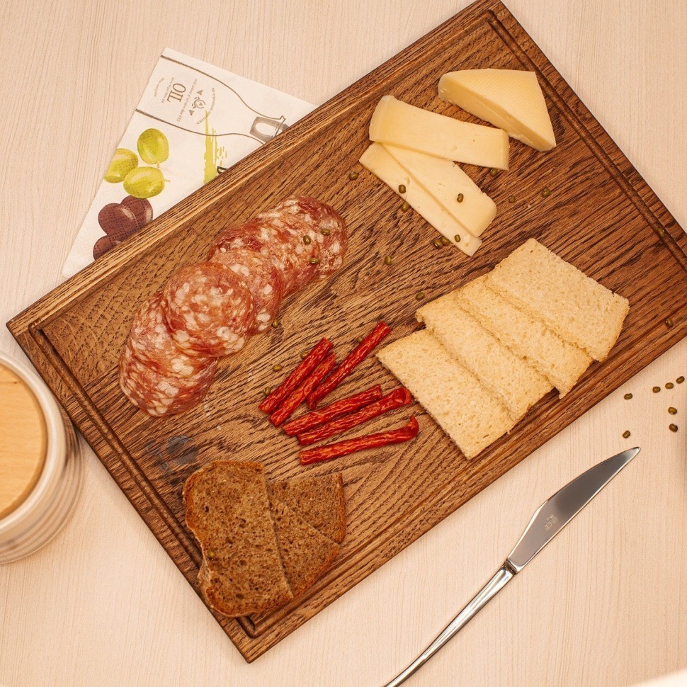 Доска разделочная прямоугольная 33х23х1,8 см деревянная, дуб ДЧ-019/2