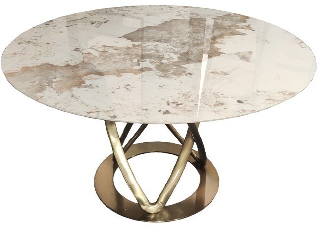 Стол обеденный белый керамика d130*75см (TT-00012672)