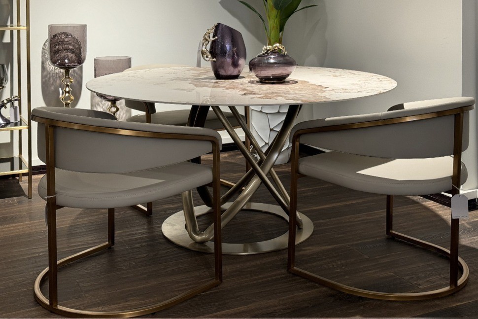 Стол обеденный белый керамика d130*75см (TT-00012672)