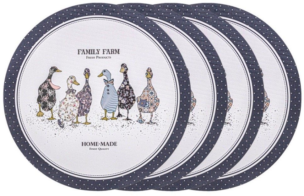 Набор подстановочных салфеток "family farm" из 4 шт., экокожа, диаметр=38 см Lefard (771-127)