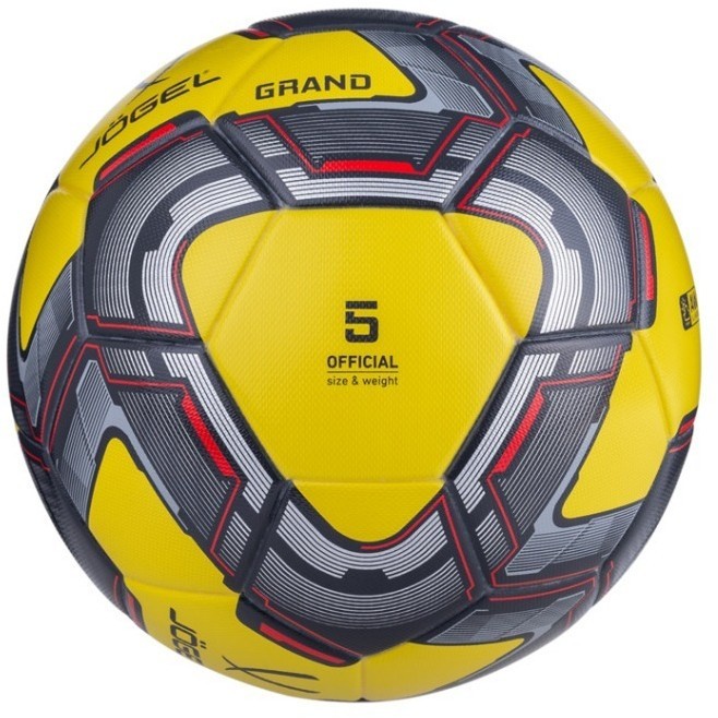 Мяч футбольный JOGEL Grand №5, желтый/серый/красный (2108417)