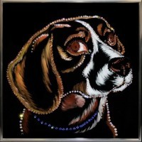 Картина Символ года Бигль с кристаллами Swarovski (1358)