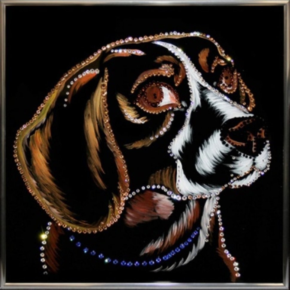 Картина Символ года Бигль с кристаллами Swarovski (1358)