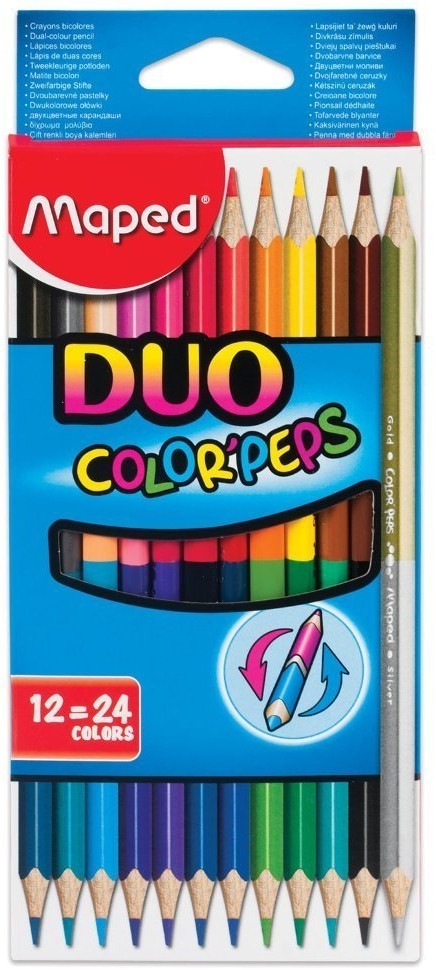 Карандаши цветные трехгранные двусторонние Maped Color'Peps 24 цвета 12 шт 829600 (2) (65729)