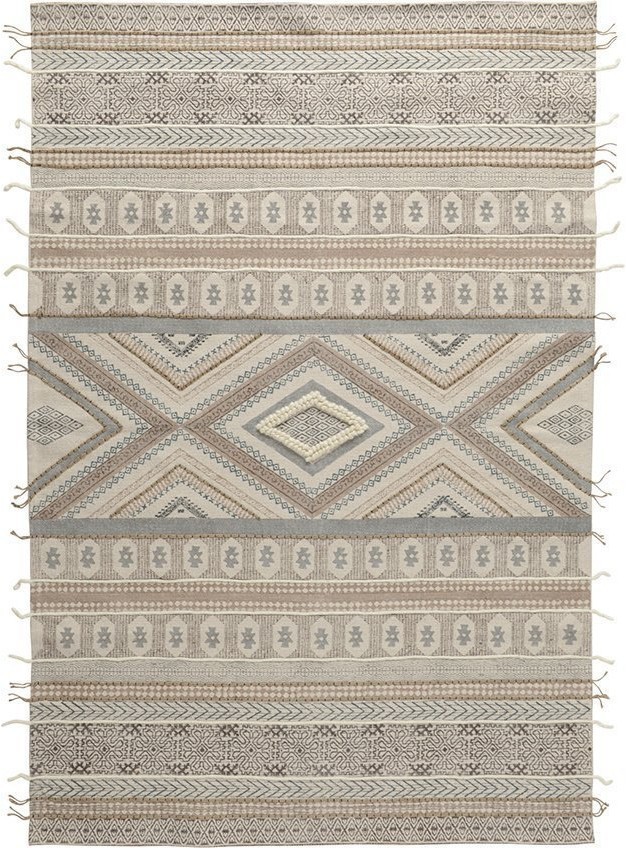 Ковер из хлопка, шерсти и джута с геометрическим орнаментом из коллекции ethnic, 70х160 см (69449)
