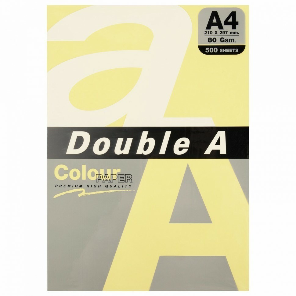 Бумага цветная DOUBLE A А4 80 г/м2 500 л пастель светло-желтая 115113 (92579)