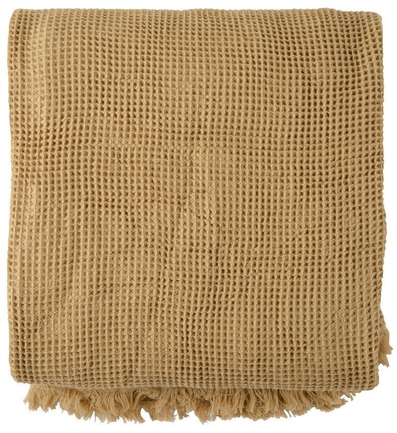Покрывало вафельное из хлопка светло-коричневого цвета  из коллекции essential, 230х250 см (69768)