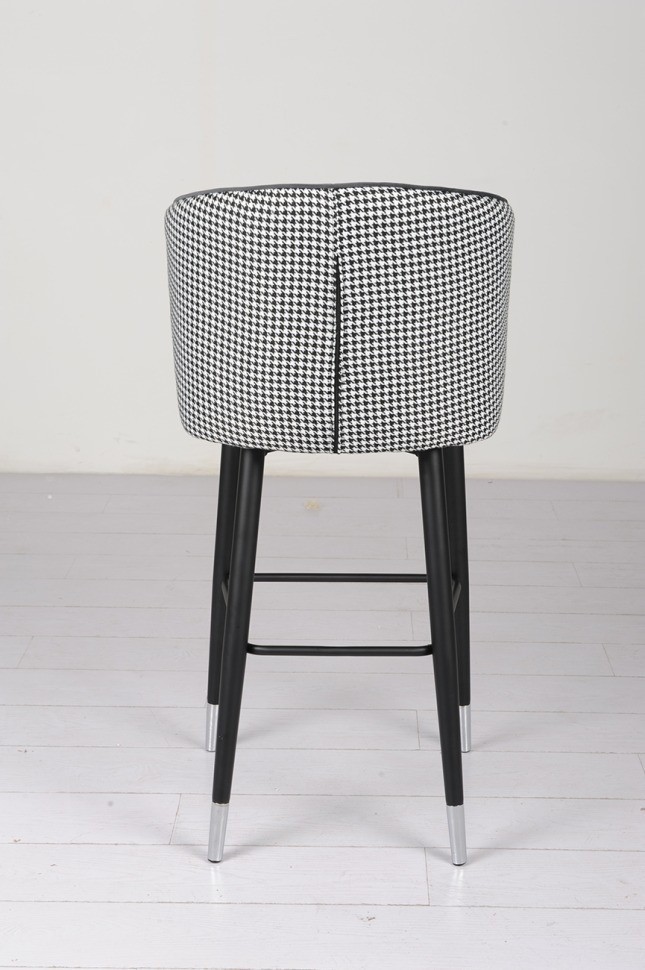 Cтул барный велюр серый 54*54*106см с ч/б спинкой (TT-00005116)