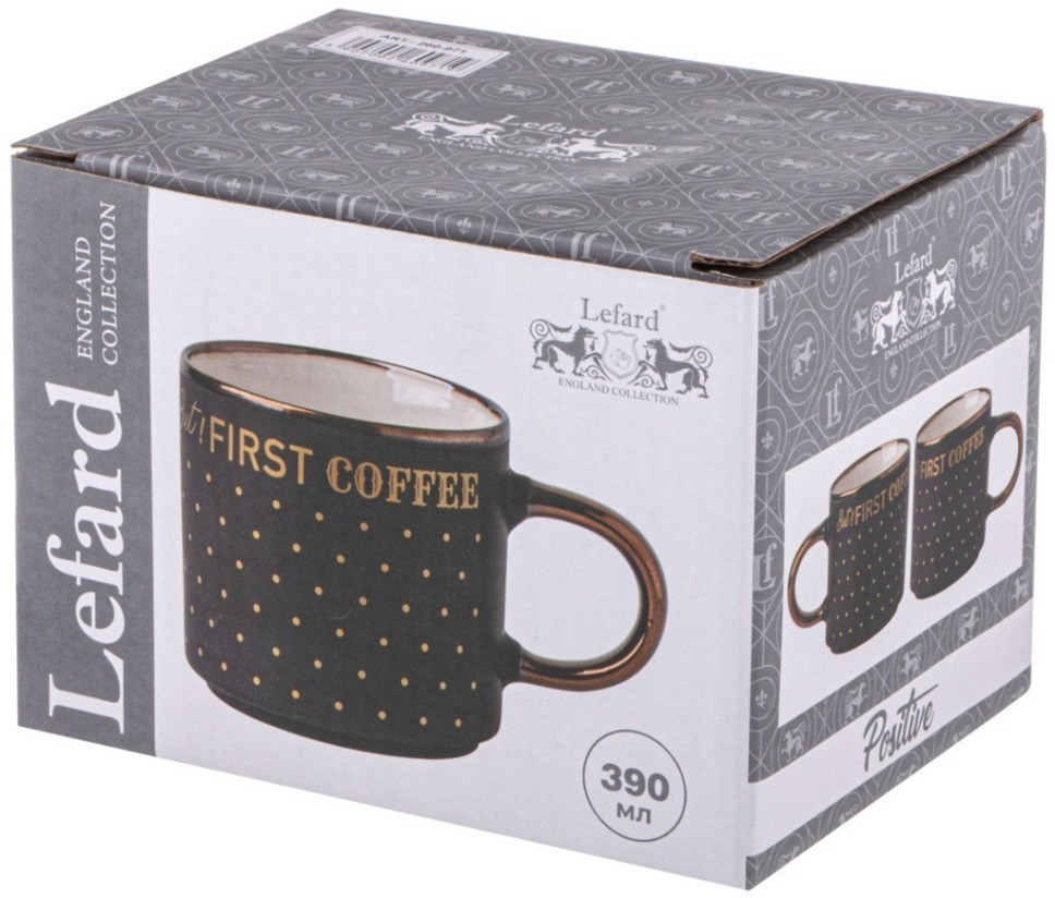 Кружка "but first cofee" 390 мл черная Lefard (260-971)