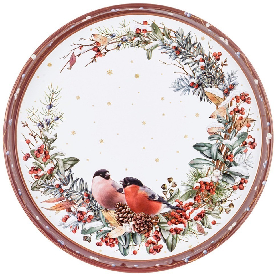 Поднос сервировочный agness коллекция "снегири" красный 33*2,1 см (898-237)