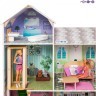 Деревянный кукольный домик "Поместье Виттория", с мебелью 36 предметов в наборе и с гаражом, свет, звук, для кукол 30 см (PD318-18)